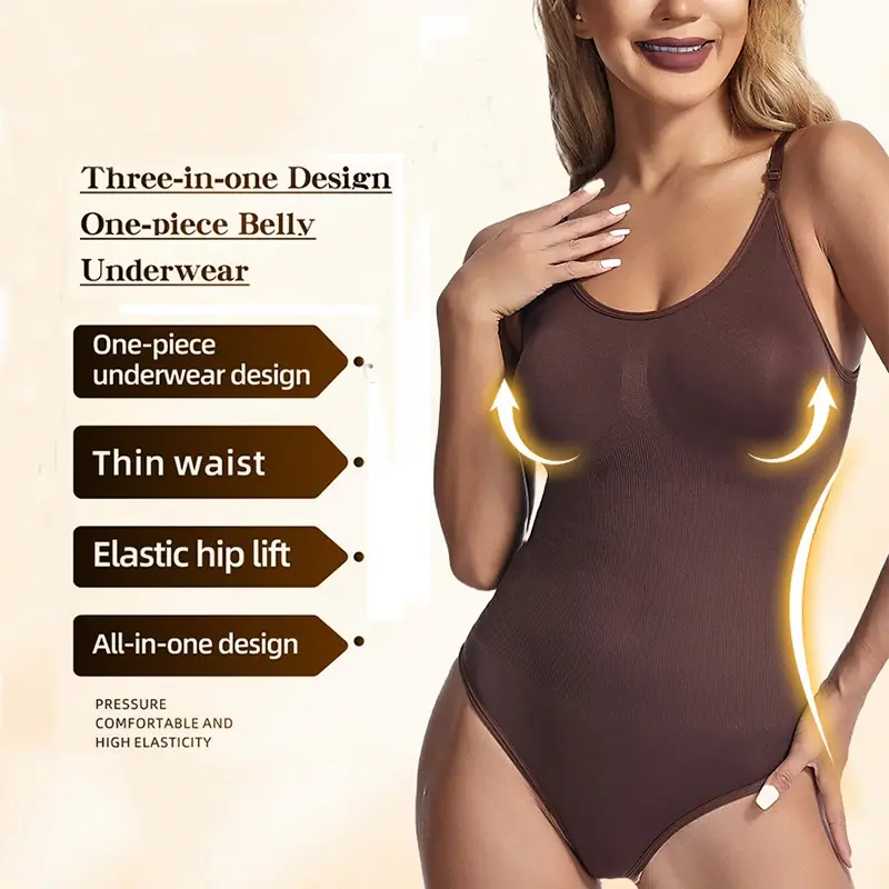 Thumbnail: Women Seamless Thong Bodysuit Tummy Control