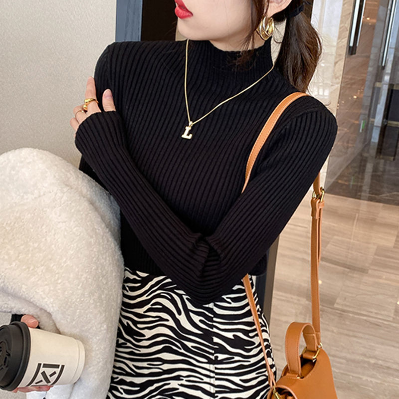 Thumbnail: YEAE Women Slim Fit Mock Neck Knit Sweater – Autumn/Winter Pullover
