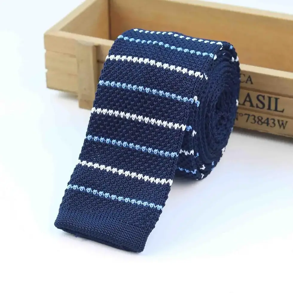 Thumbnail: Men’s Knitted Skinny Tie Striped Slim Fashion Neck Tie