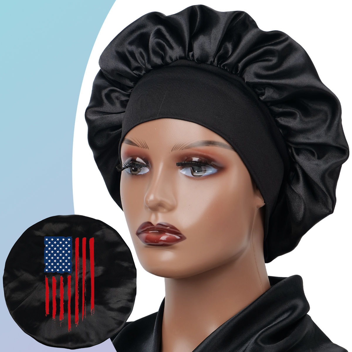 1PC Starry Night Print Unisex Shower & Sleeping Cap Single Layer, Real Hair Wigs