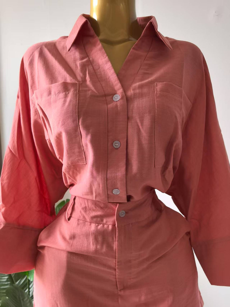 Thumbnail: Full Sleeve Collar Top and Skirt Pants Set for Women Casual Streetwear