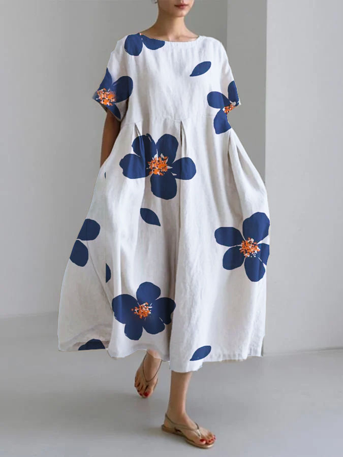 Thumbnail: Women's Floral Loose Maxi Dress Short Sleeve Swing