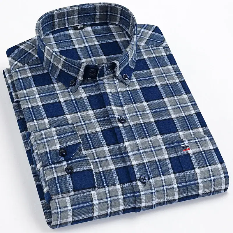 Thumbnail: Mens Oxford Cotton Pure Color Slim Fit Long Sleeve Casual Business Dress Shirt