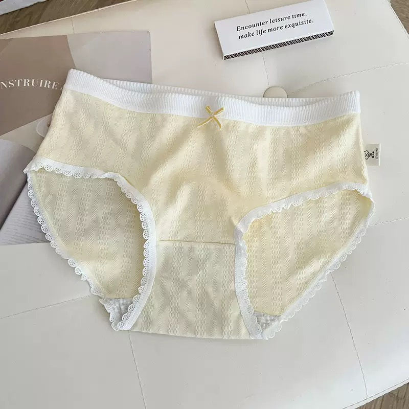 Thumbnail: Women’s Cotton Floral Print Panties Mid-Waist Breathable Briefs with Bow Detail