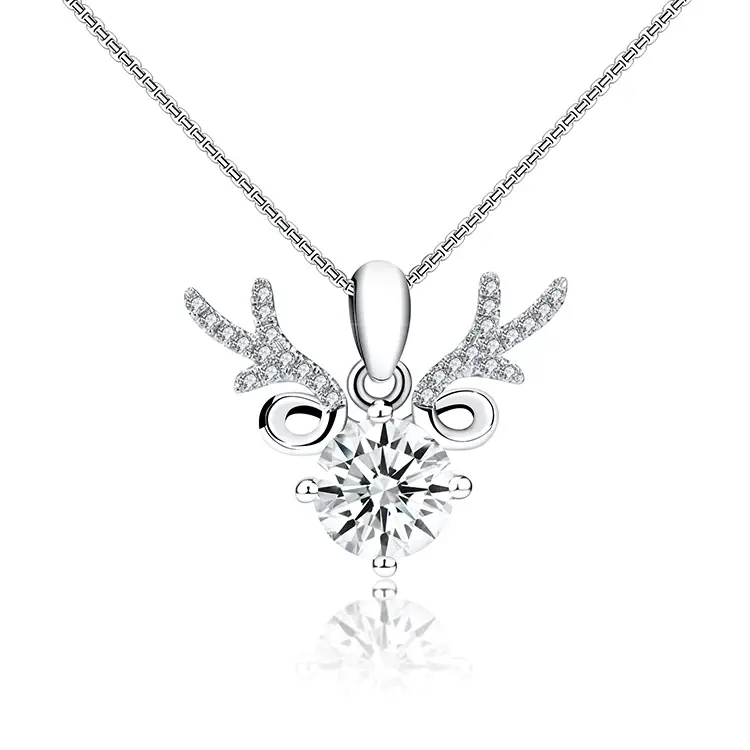 Thumbnail: 925 Silver 1.0 Carat Round Pendant Necklace