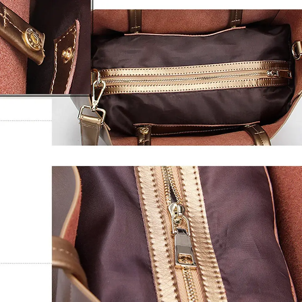 Thumbnail: Luxury Gold Women Shoulder Bag 100% Genuine Leather Large Capacity Handbag