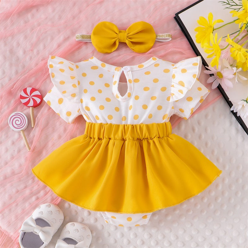 Thumbnail: Pudcoco Baby Girl 2Pcs Summer Outfit Bear Embroidery Romper with Shorts