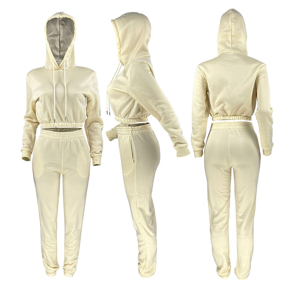 Thumbnail: Women Clothing Custom Logo Stacked Joggers Sweatpants and Hoodie Set
