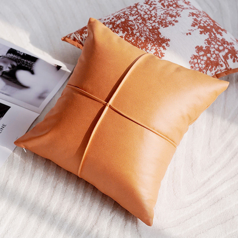 Thumbnail: Orange Cream Nordic Patchwork Cushion Pillow Cover