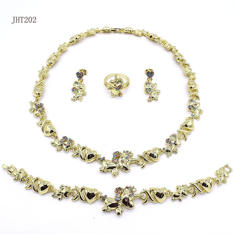 Thumbnail: 18K Gold Rainbow Unicorn Jewelry Set for Kids