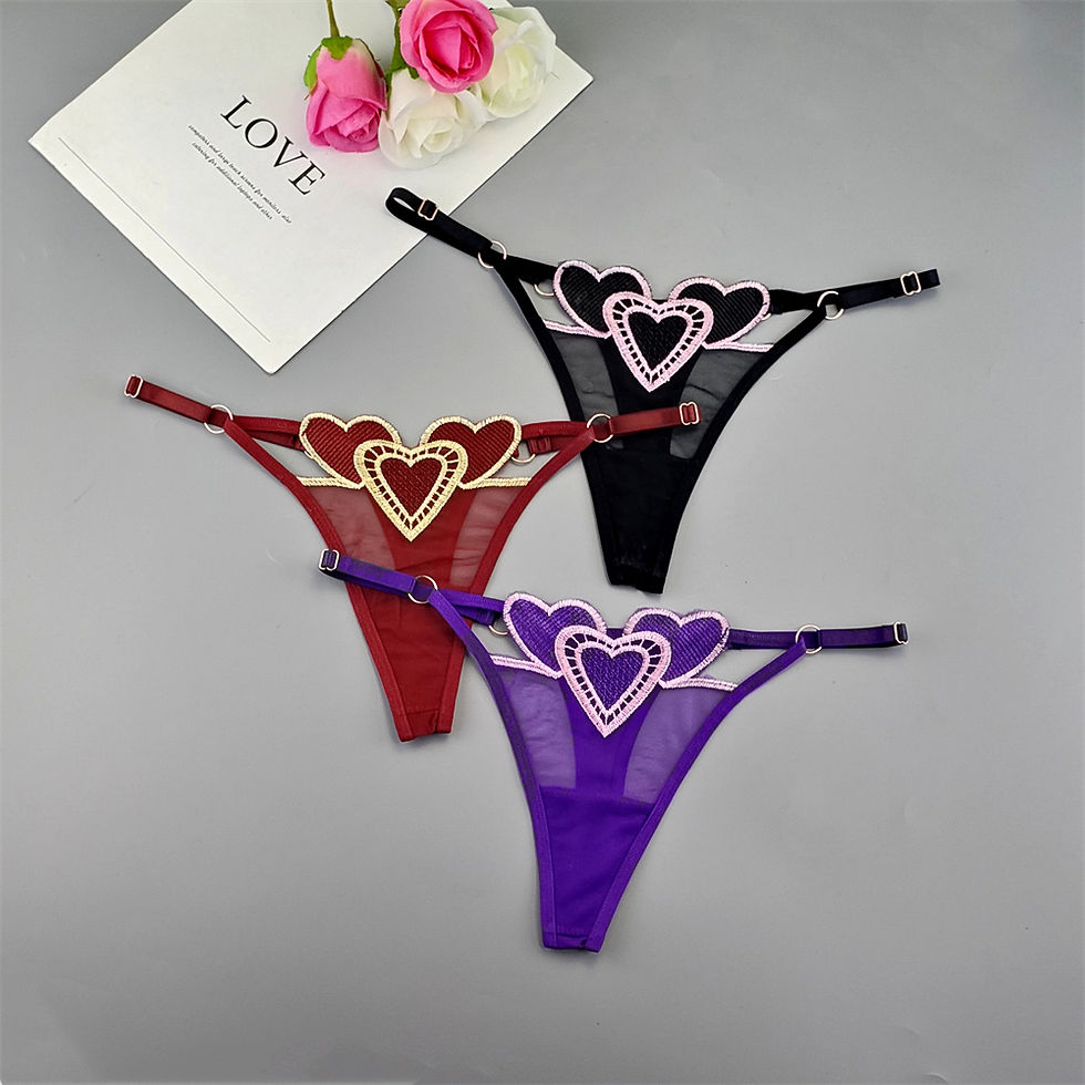 Thumbnail: 3pcs Women’s Sheer Lace Low-Rise Thong Panties with Adjustable Straps