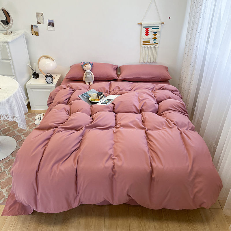 Thumbnail: Black Bedding Set, Washed Cotton Duvet Cover with Pillowcases & Bed Sheet