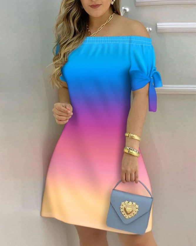 Thumbnail: Solid Color Strapless Summer Casual Plus Size Women Dress