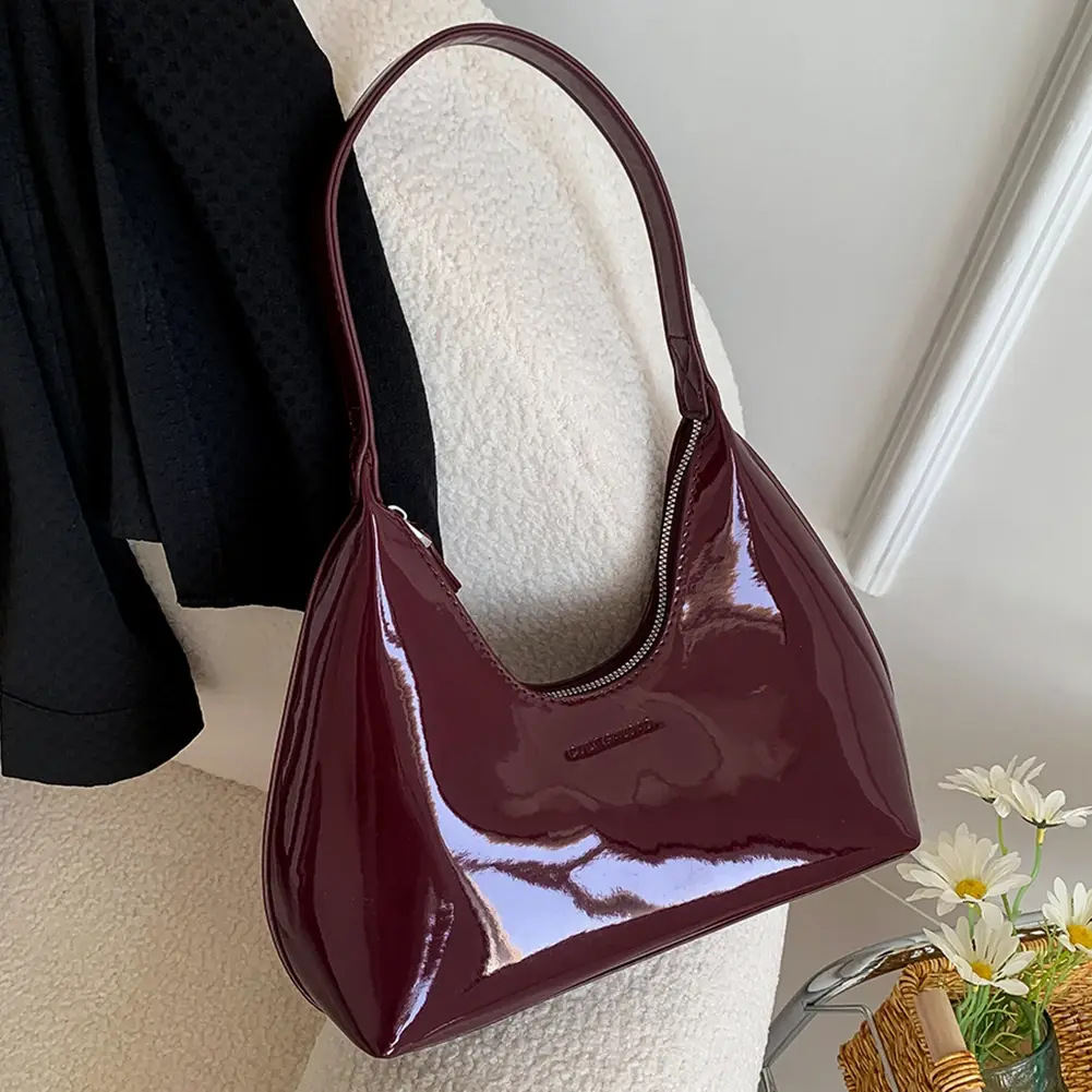 Patent PU Leather Small Shoulder Tote & Hobo Bag for Women