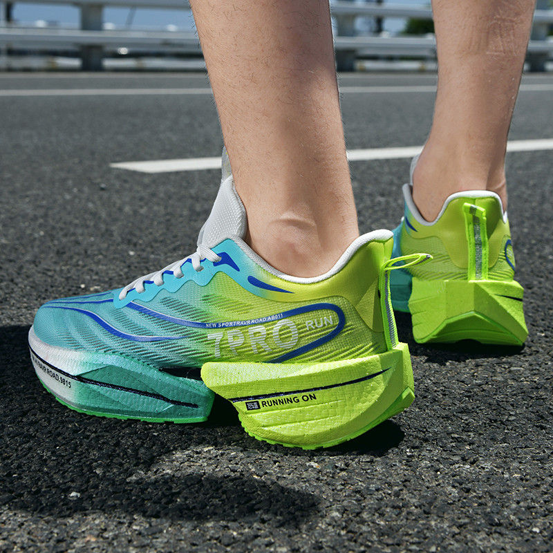 Thumbnail: Mens Carbon Plate Sneakers Soft Sole Mesh Outdoor Running Sports Shoes