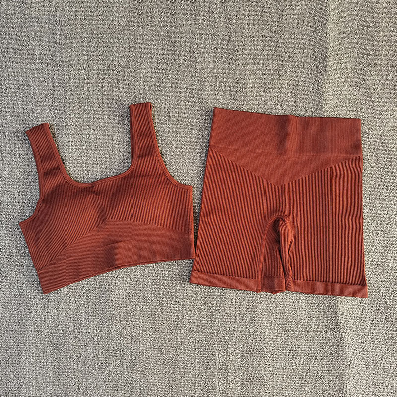 Thumbnail: Seamless Yoga Set for Women – Push Up Bra & Sports Shorts