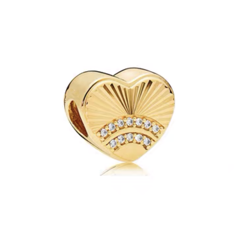 Thumbnail: Gold Lucky Heart Flower Dragon Snowflake Family Tree Charm Bead for Bracelet