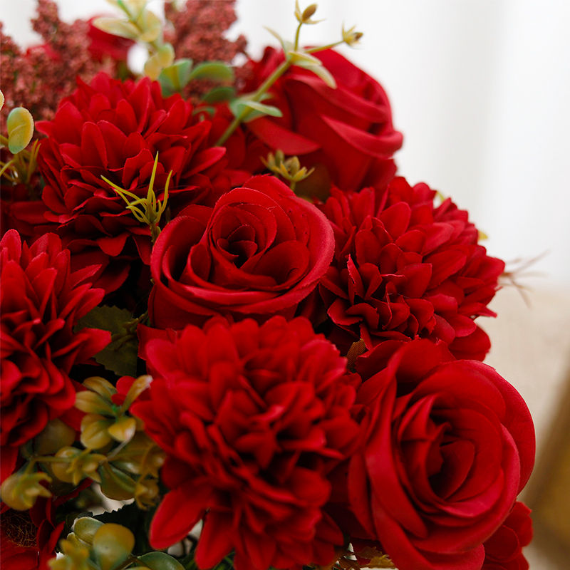 Thumbnail: 30cm Autumn Silk Rose & Peony Artificial Bouquet for Wedding & Home Décor