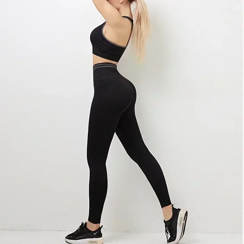Thumbnail: Seamless Yoga Sets Sports Fitness High Waist Hip Raise Pants