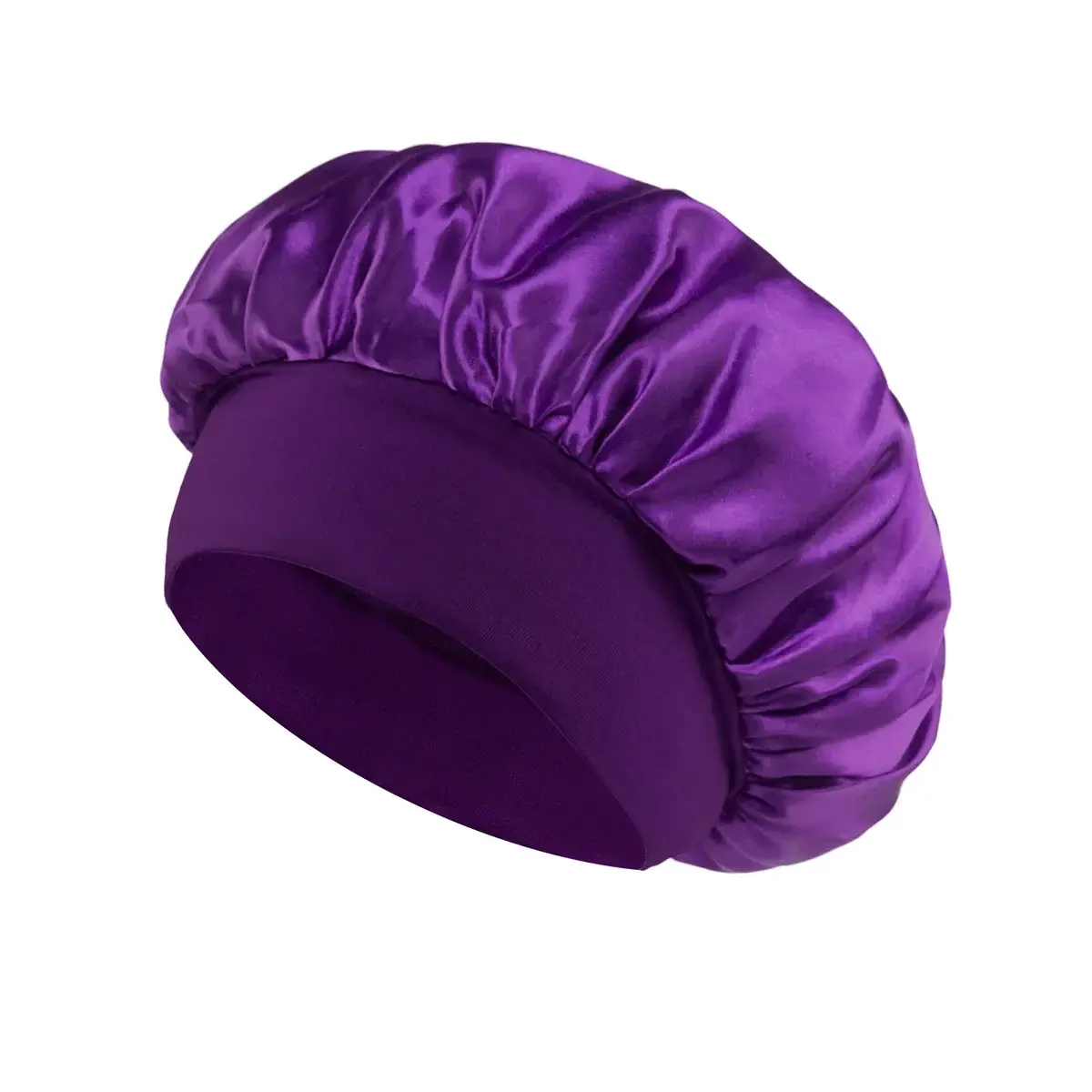 Wide-Brim Satin Sleep Bonnet for Women – Breathable Hair Care Cap