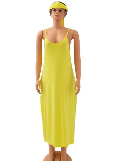 Thumbnail: Plus Size Sleeveless Cotton Summer Slip Dress with Beaded Ruched Detail