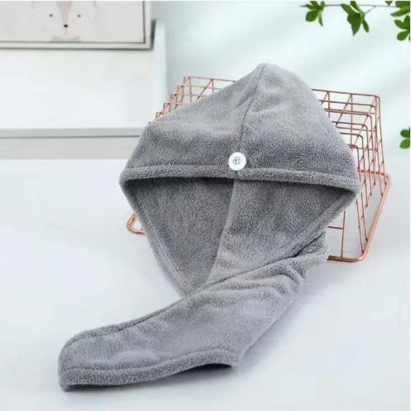 Thumbnail: Coral Fleece Hair Drying Cap – Quick-Dry Absorbent Shower Hat