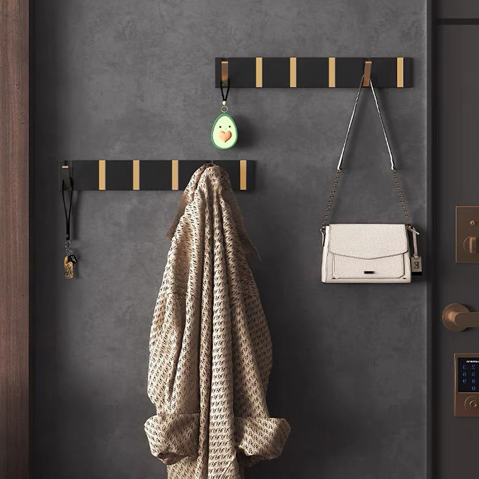 Thumbnail: Folding Towel Hanger – 6-Hook Wall Mounted Aluminum Robe & Coat Rack