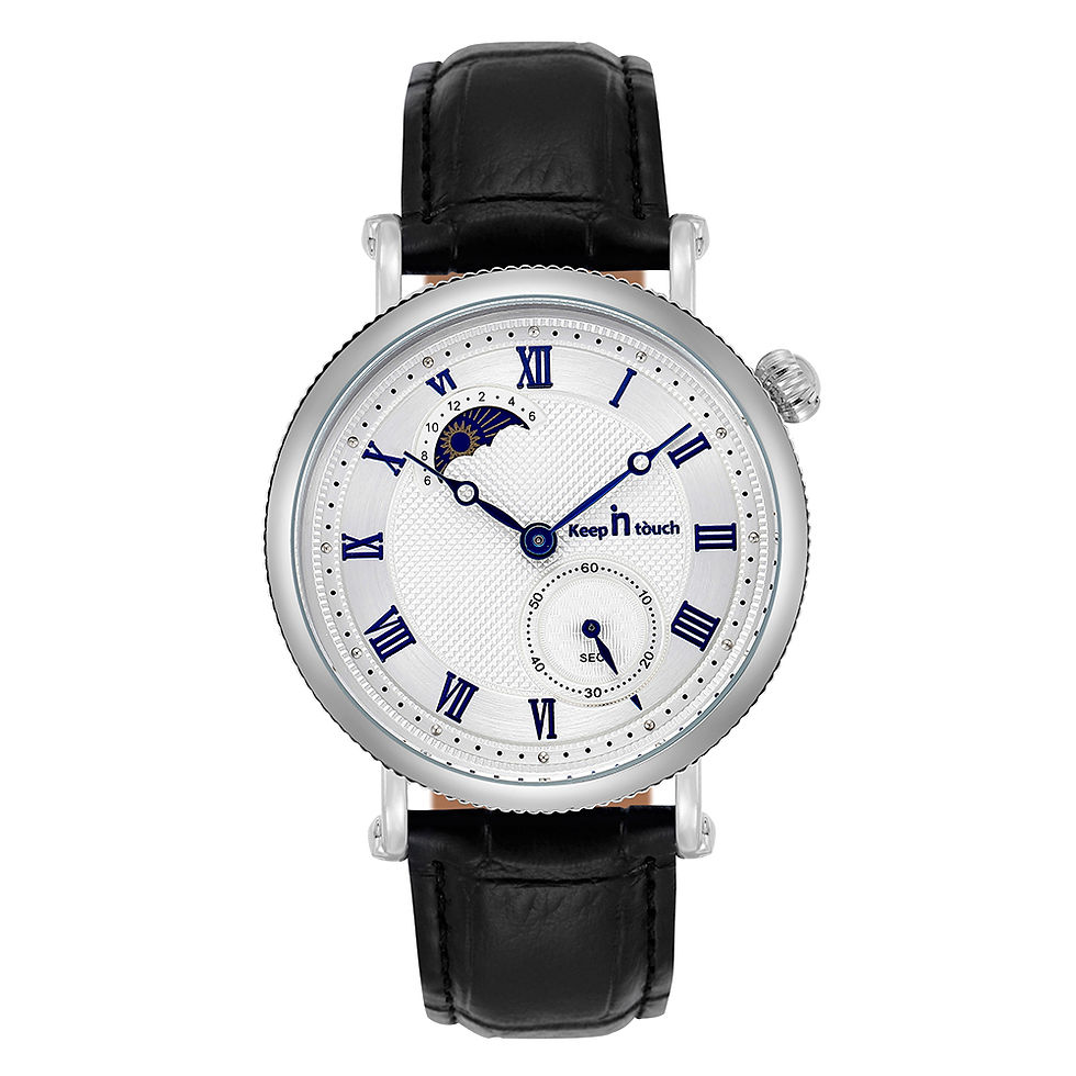 Thumbnail: Luxury Quartz Leather Watch with Moon Phase