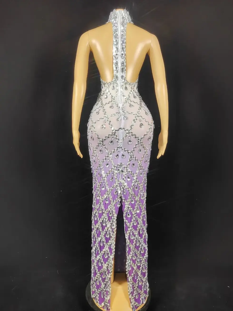 Thumbnail: Crystal‑Embellished Backless Maxi Evening Party Gown