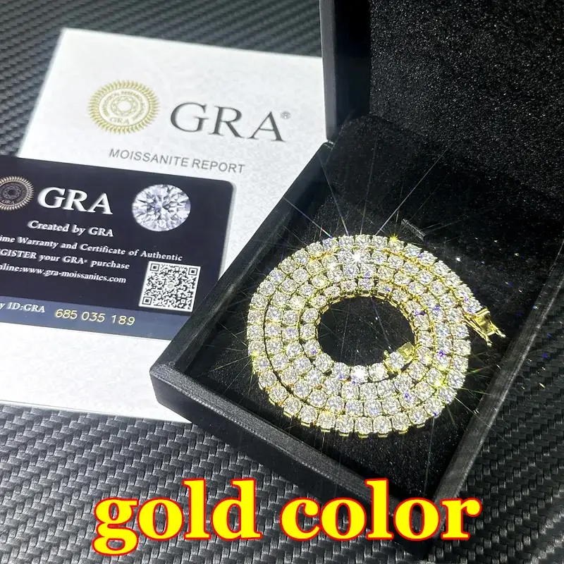 Thumbnail: Unisex 925 Sterling Silver Moissanite Tennis Chain – Hip Hop Jewelry