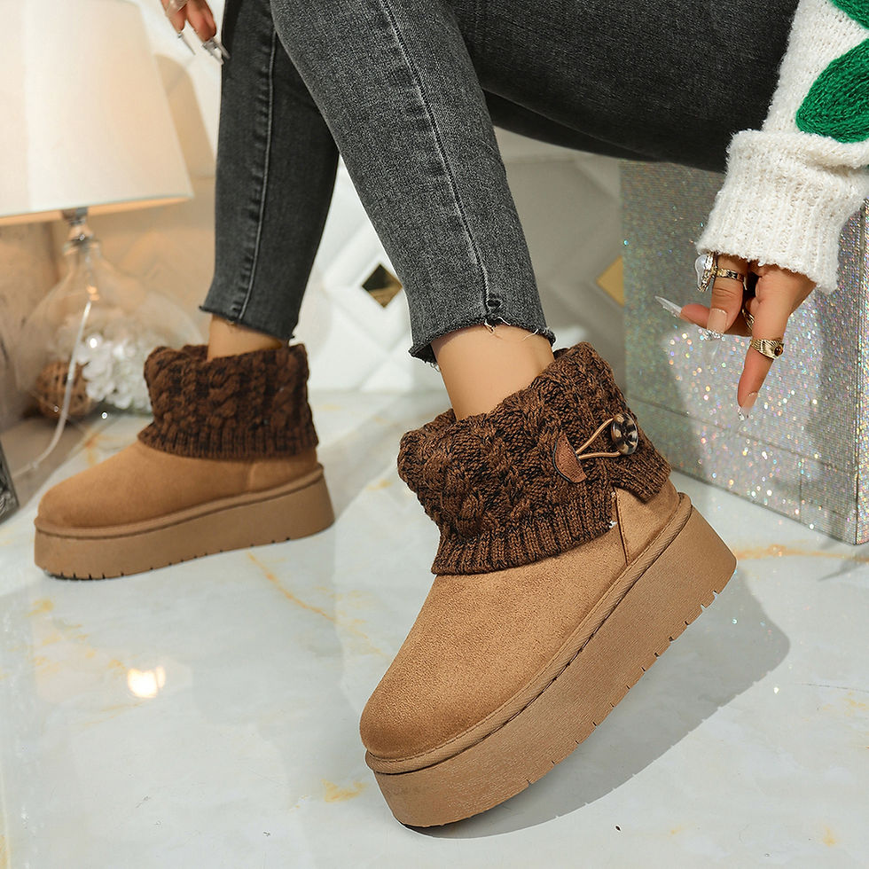 Thumbnail: Thick Bottom Sock Ankle Snow Boots Plush Lined Warm Winter Shoes for Women