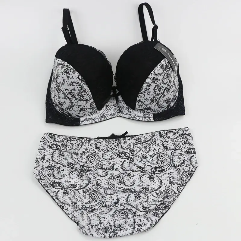 Thumbnail: Ultra Thin Seamless Lace Push Up Bra Set Breathable Women Lingerie