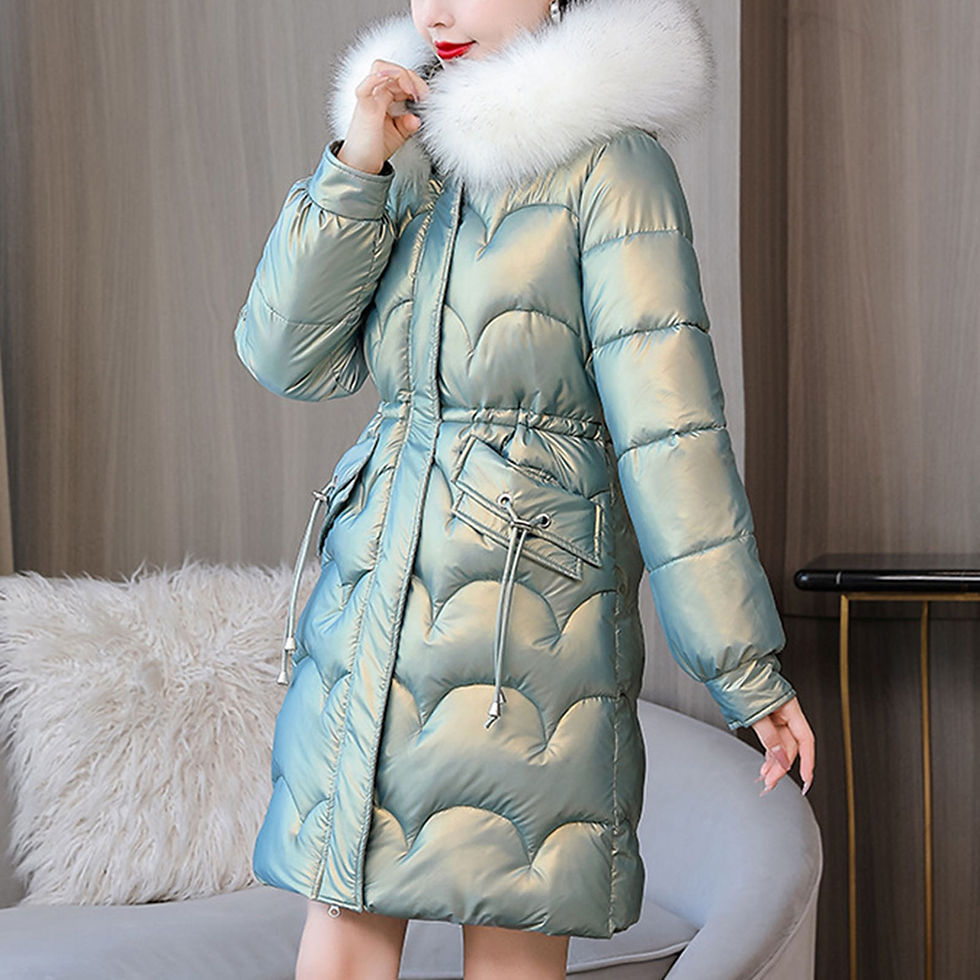 Thumbnail: Womens Winter Faux Fur Cotton Padded Coat with Zipper and Long Sleeves