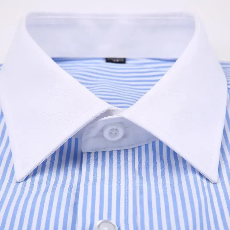 Thumbnail: Men’s French Cuff Business Dress Shirt – Contrast Collar, Single Patch Pocket