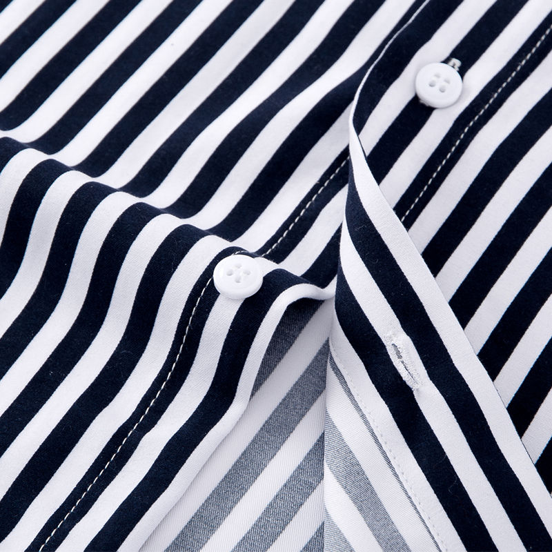 Thumbnail: Men’s Long‑Sleeve Formal Striped Shirt – Anti‑Wrinkle Business Dress Shirt