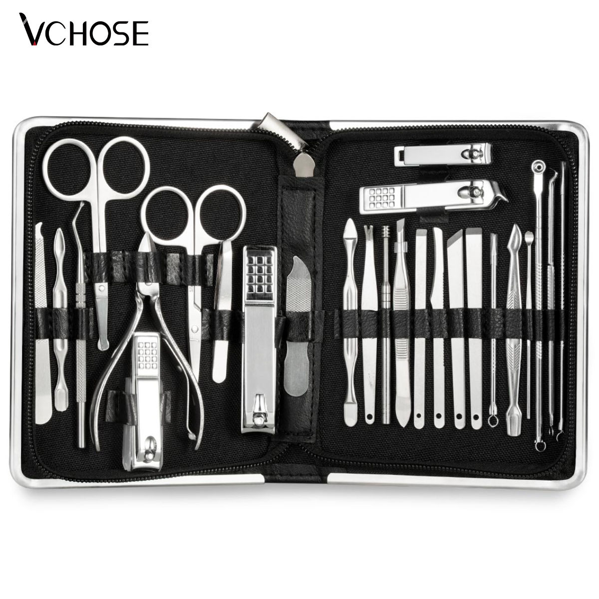Professional Stainless Steel Manicure and Pedicure Set with 11 to 26 Pieces