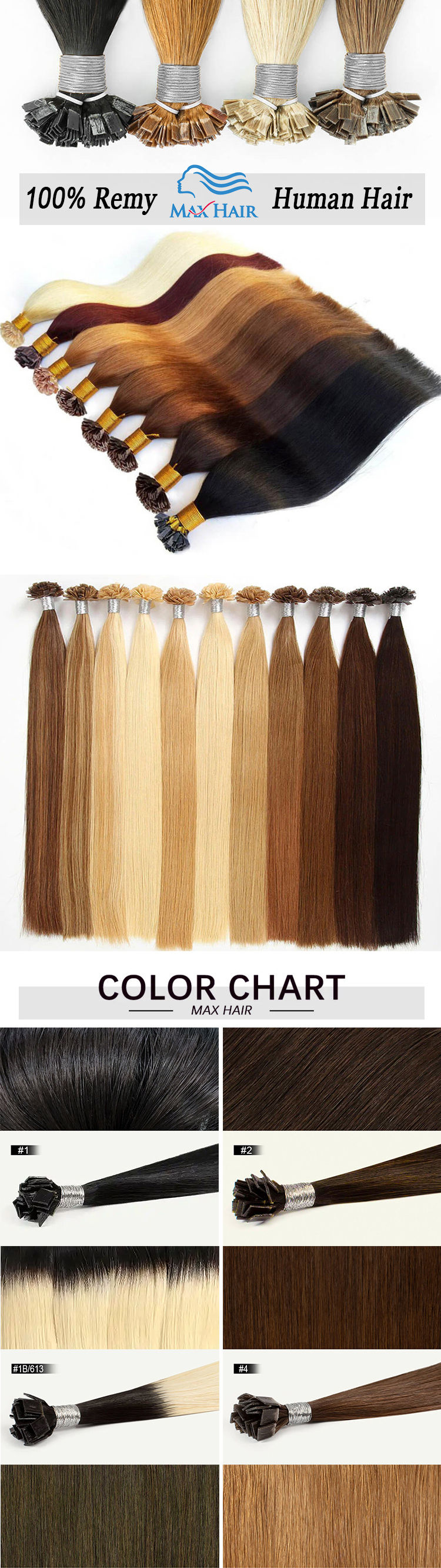 Thumbnail: Shinehair Flat Tip Human Hair Extensions – Straight Remy Hair, 18–30 Inch