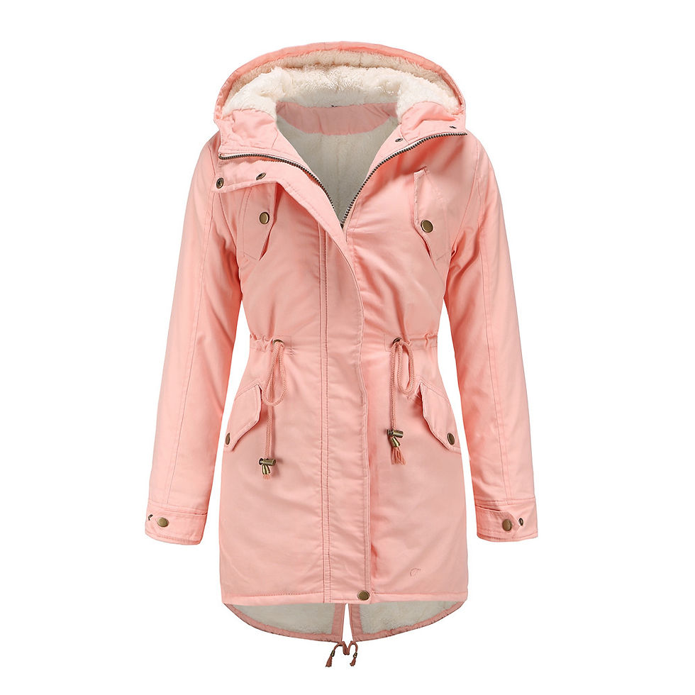 Thumbnail: Winter Hooded Parka Jacket for Women with Drawstring and Pockets