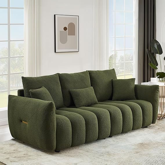 Thumbnail: 82" Modern Teddy Cloud Sofa, Upholstered 3-Seater