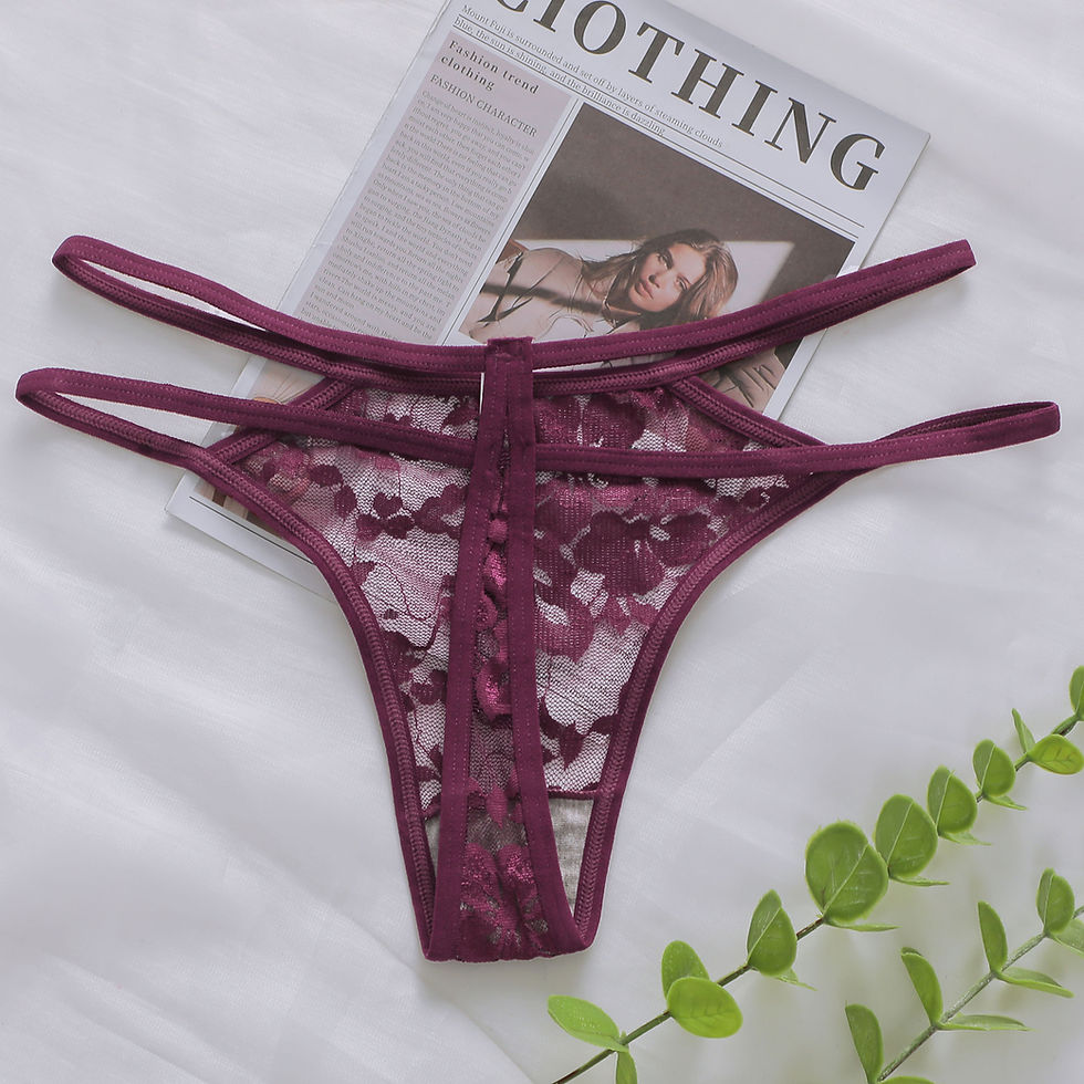 Thumbnail: Mid-Rise Lace G-String – Hollow Floral Design Seamless Panties for Women