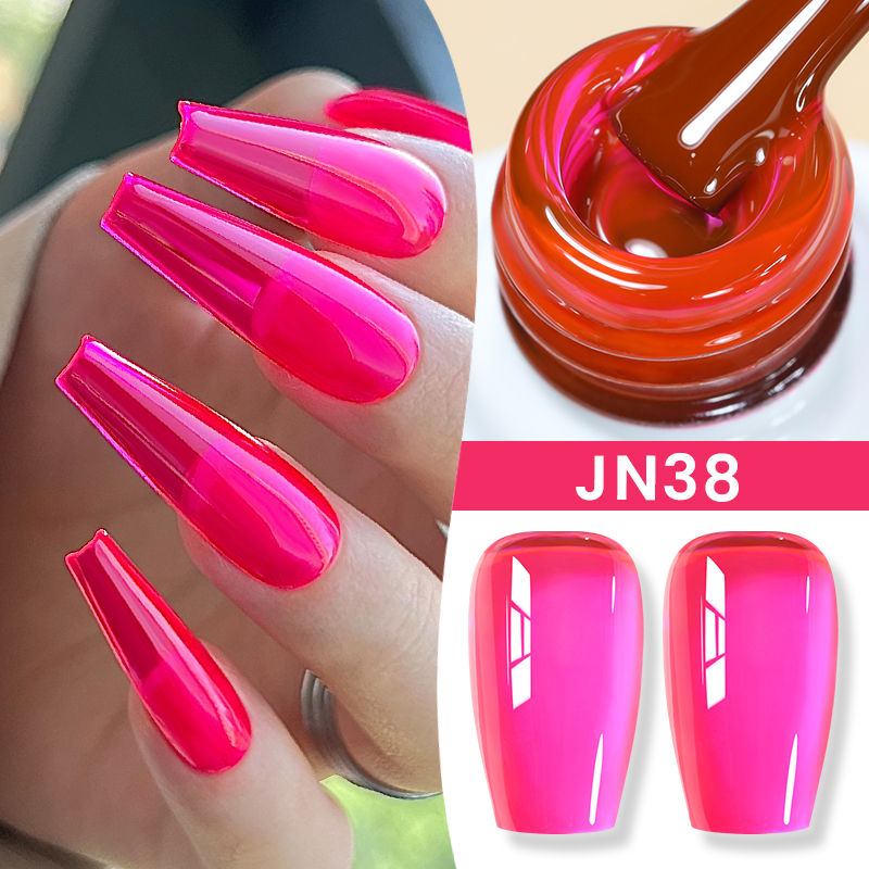 Thumbnail: 10ml Jelly Nude Gel Nail Polish Light Pink Peach Translucent UV Summer Shade