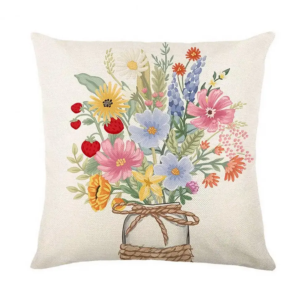 Thumbnail: Spring Linen Pillowcase Printed Cushion Cover
