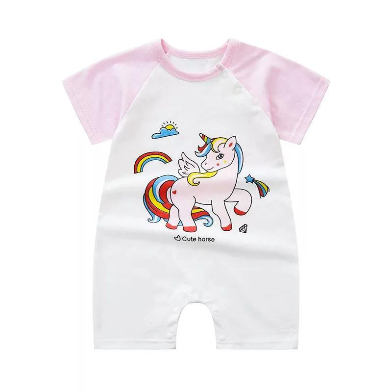 Thumbnail: Newborn Baby Cartoon Printed Short Sleeve Cotton Romper – One-Piece Outfit