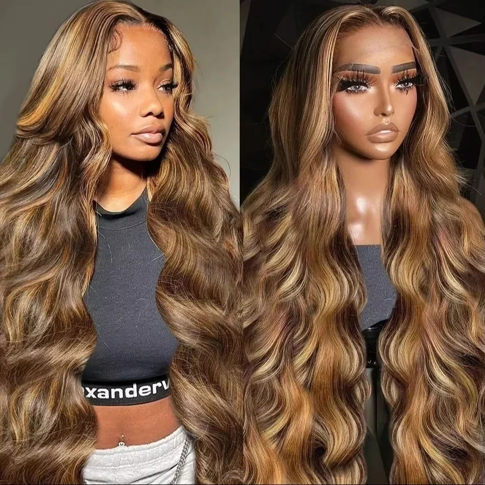 Thumbnail: 30-Inch Honey Blonde Highlight Wig – 13x6 HD Lace Frontal Human Hair