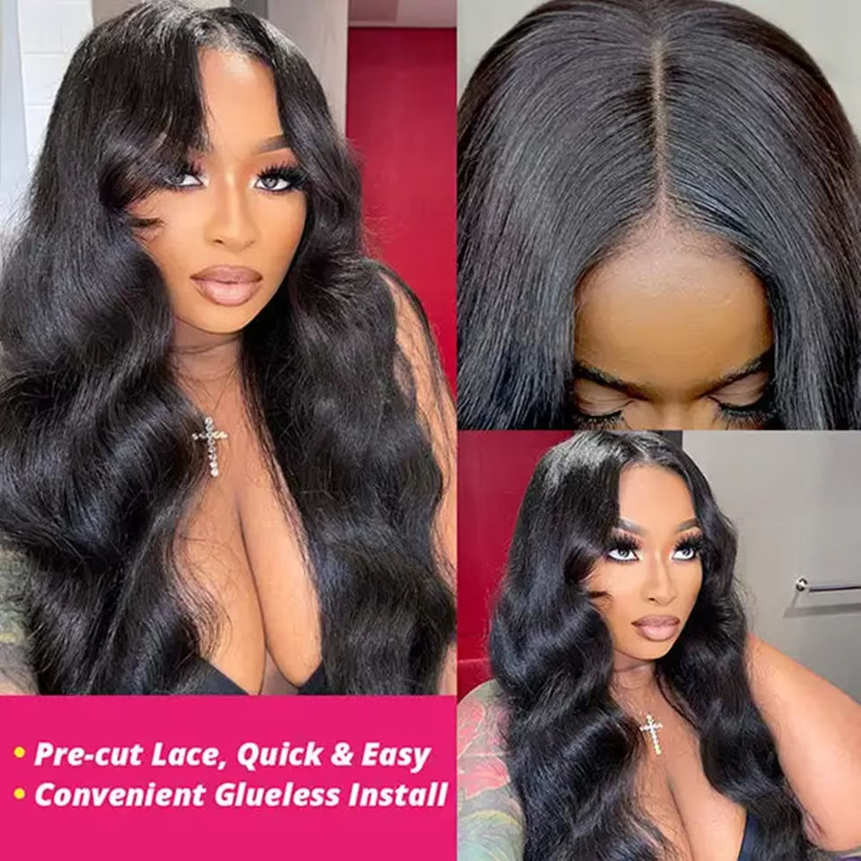 Thumbnail: Glueless Body Wave Wig – Pre-Cut & Pre-Plucked, 100% Brazilian Hair, 18+ Inch