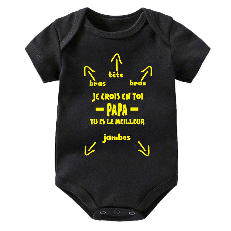 Thumbnail: Papa Tu Es Le Meilleur Baby Bodysuit – Unisex Cotton Summer Outfit (0–24M)
