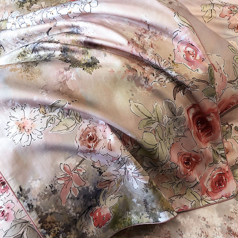 Thumbnail: 4pcs Egyptian Cotton Bedding Set Floral Duvet Cover with Sheets & Pillowcases