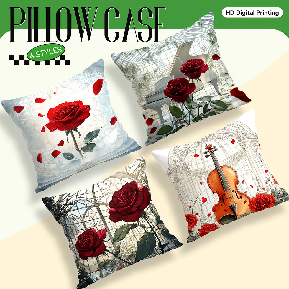 Thumbnail: Red Rose Print Cushion Cover in Peach Skin Velvet