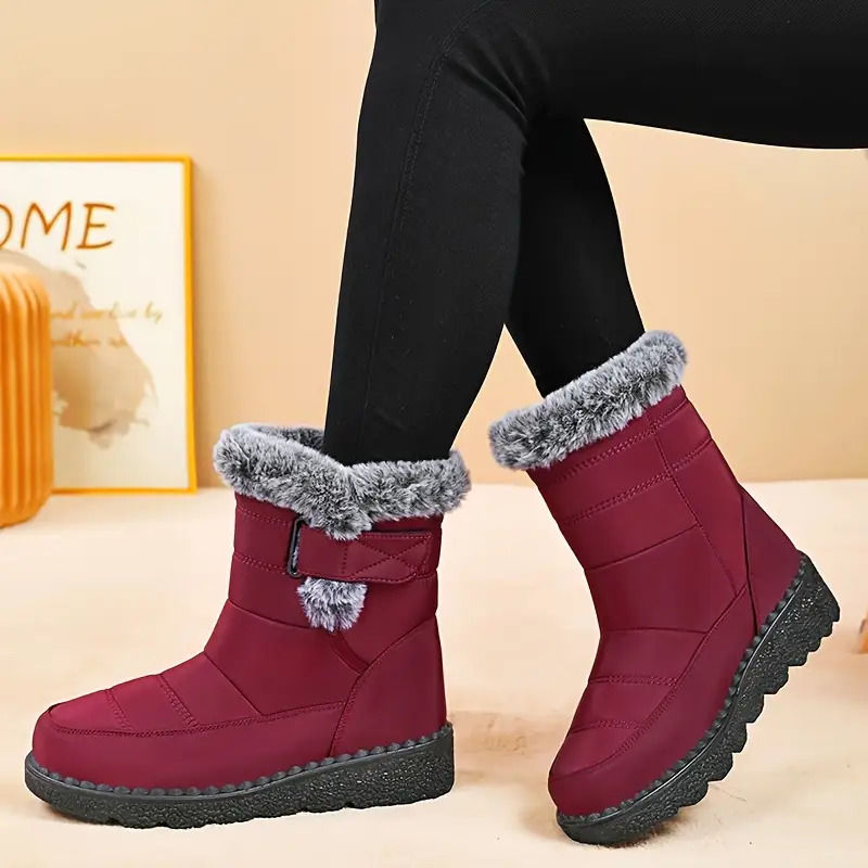 Thumbnail: Women’s Winter Faux Fur Ankle Snow Boots – Warm and Plush
