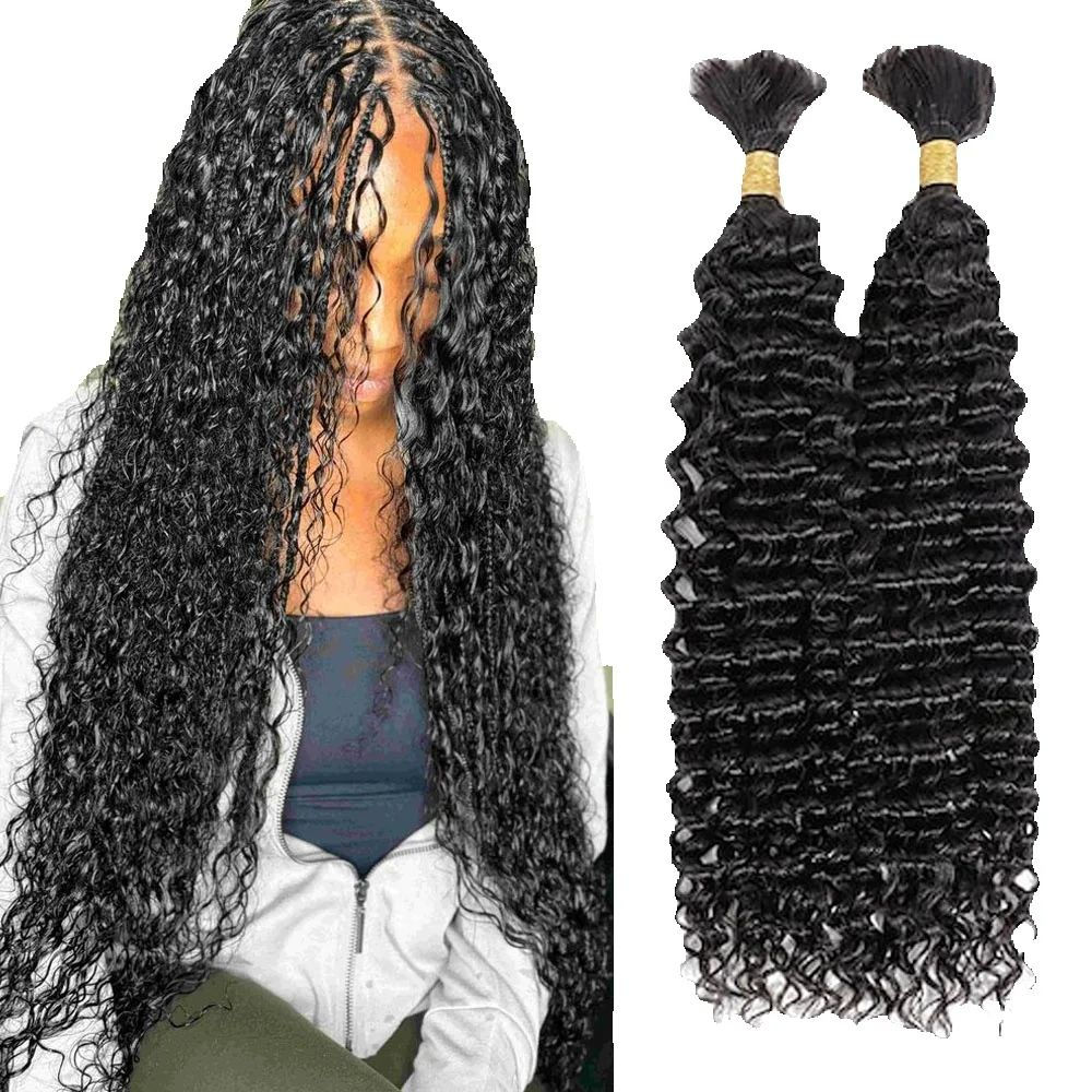 Deep Wave Bulk Human Braiding Hair for Boho Braids Extensions